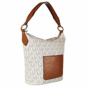 Michael Kors Elana Vanilla Logo Monogram Large Top Zip Tote Shoulder Bag